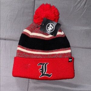47 Red and Black Pom Beanie